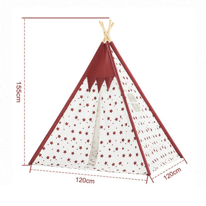 Skorter | Indian Children Tent Cotton Cloth Indoor Play House Parent-Child Doll House(Pink Stars)