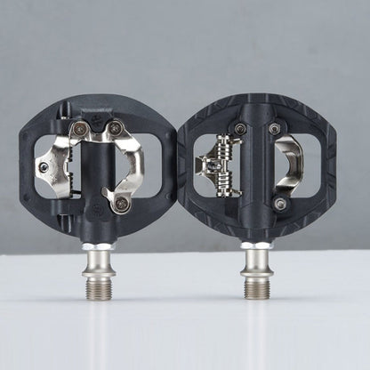 Skorter | Bicycle Self-Locking Pedals Mountain Bike Locks Flat Pedals Dual-Purpose SPD Lock Pedals(Black)
