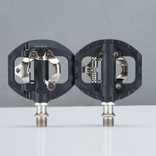 Skorter | Bicycle Self-Locking Pedals Mountain Bike Locks Flat Pedals Dual-Purpose SPD Lock Pedals(Black)
