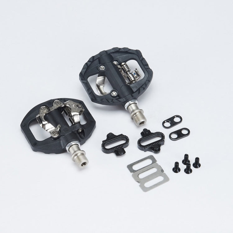 Skorter | Bicycle Self-Locking Pedals Mountain Bike Locks Flat Pedals Dual-Purpose SPD Lock Pedals(Black)