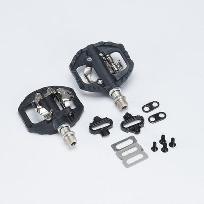 Skorter | Bicycle Self-Locking Pedals Mountain Bike Locks Flat Pedals Dual-Purpose SPD Lock Pedals(Black)