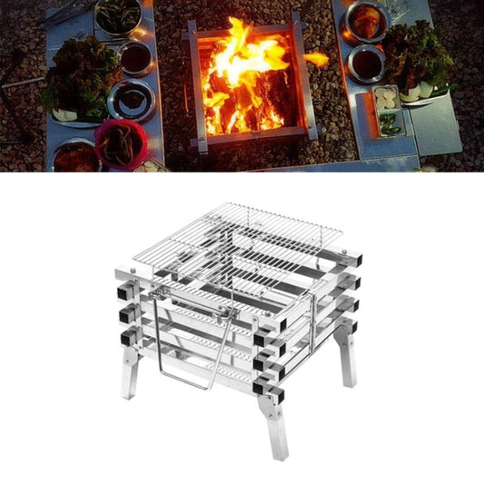 Skorter | CF-723 All Stainless Steel Camping Folding Portable Barbecue Grill Charcoal Grill Wood Stove