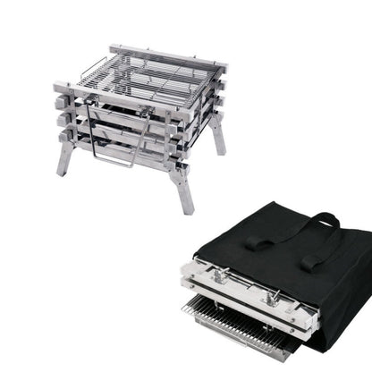 Skorter | CF-723 All Stainless Steel Camping Folding Portable Barbecue Grill Charcoal Grill Wood Stove