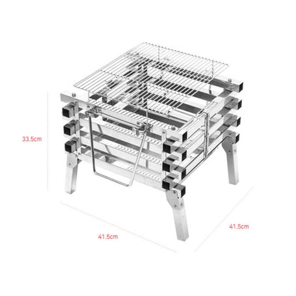 Skorter | CF-723 All Stainless Steel Camping Folding Portable Barbecue Grill Charcoal Grill Wood Stove