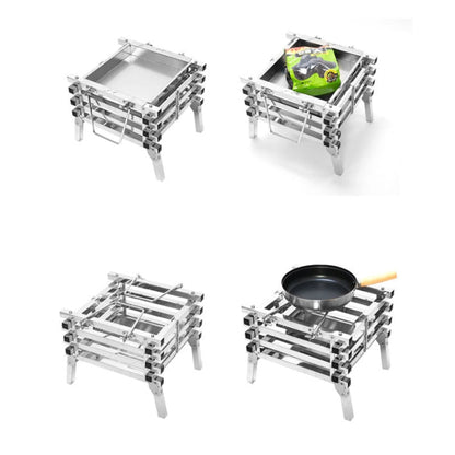 Skorter | CF-723 All Stainless Steel Camping Folding Portable Barbecue Grill Charcoal Grill Wood Stove