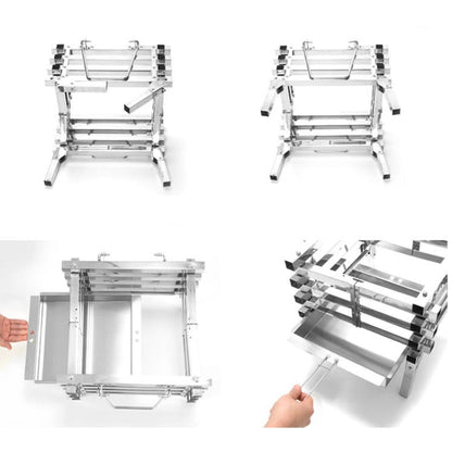 Skorter | CF-723 All Stainless Steel Camping Folding Portable Barbecue Grill Charcoal Grill Wood Stove