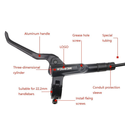 Skorter | Meroca M800 Bicycle Brake Mountain Bike Universal Bilateral Brake Oil Pressure Disc Brake, Style: Left Back 1400mm + Disc Brake