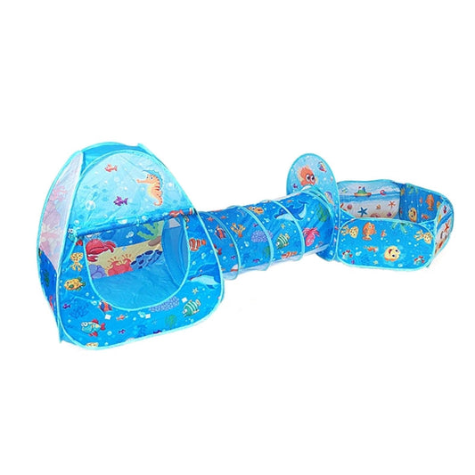 Skorter | 3 in 1 ZP01 Children Tent Play House Tunnel Foldable Shooting Ocean Ball Pool Toy(Blue Sea)