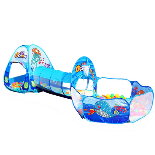Skorter | 3 in 1 ZP01 Children Tent Play House Tunnel Foldable Shooting Ocean Ball Pool Toy(Deep Sea)