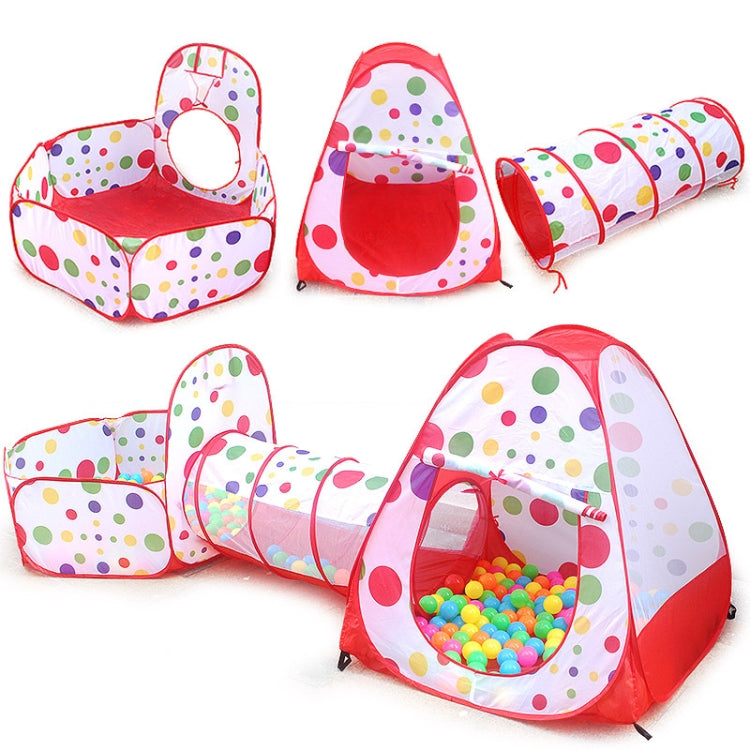 Skorter | 3 in 1 Children Tent Play House Tunnel Foldable Shooting Ocean Ball Pool Toy(Red)