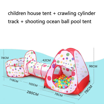 Skorter | 3 in 1 Children Tent Play House Tunnel Foldable Shooting Ocean Ball Pool Toy(Red)