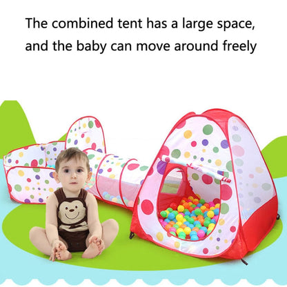 Skorter | 3 in 1 Children Tent Play House Tunnel Foldable Shooting Ocean Ball Pool Toy(Red)