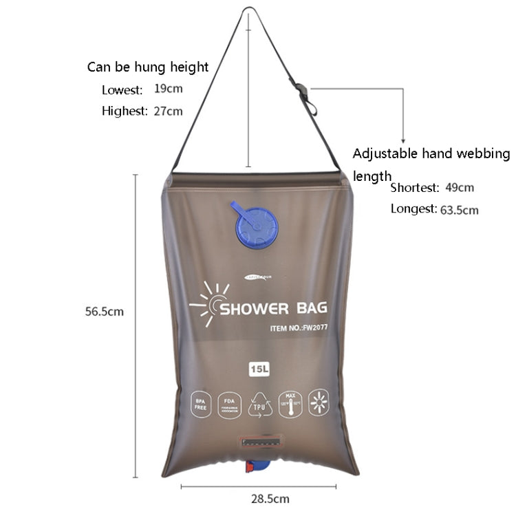 Skorter | AFISHTOUR FW2077 15L Solar Shower Bag Outdoor Sun Bathing Bag(Black)