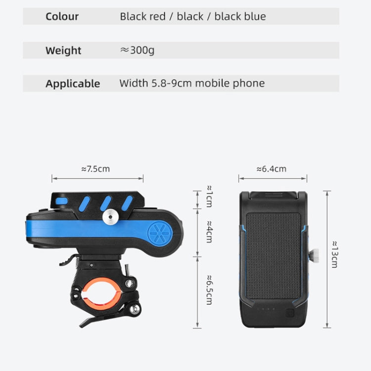 Skorter | BG-2021 Bicycle Front Light 4 In 1 Mobile Phone Holder Horn Light Mountain Bike Front Light, Colour: 4000 MAH Red