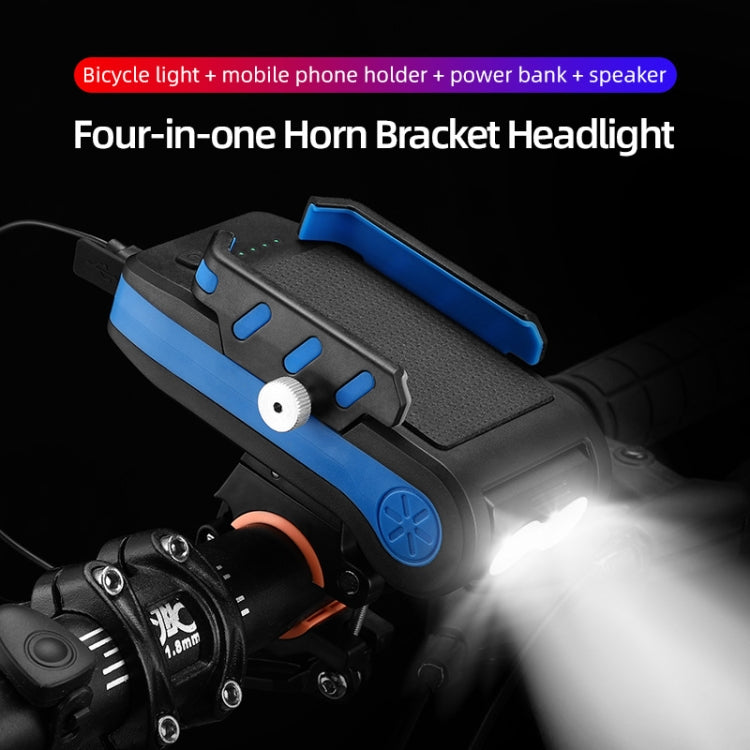 Skorter | BG-2021 Bicycle Front Light 4 In 1 Mobile Phone Holder Horn Light Mountain Bike Front Light, Colour: 4000 MAH Red