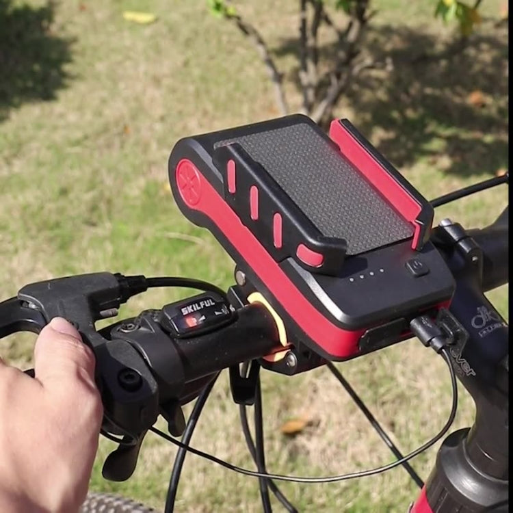 Skorter | BG-2021 Bicycle Front Light 4 In 1 Mobile Phone Holder Horn Light Mountain Bike Front Light, Colour: 4000 MAH Blue