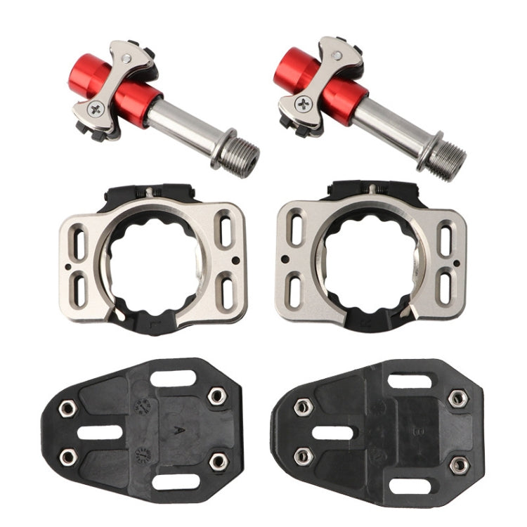 Skorter | MEROCA Road Lock Shoes Card Three Pardin Bicycle Lollipops Self-Locking Pedal With Lock, Style: Titanium Alloy Axis (Red)