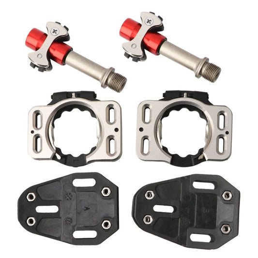 Skorter | MEROCA Road Lock Shoes Card Three Pardin Bicycle Lollipops Self-Locking Pedal With Lock, Style: Steel Axis (Red)