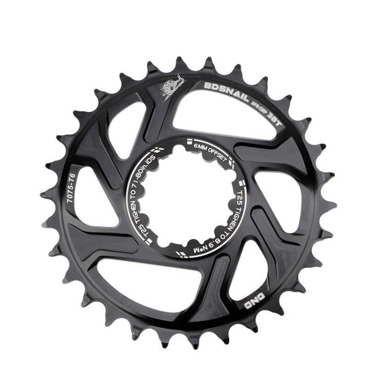 Skorter | BDSNAIL Mountain Bike Single Disk GXP Direct-Shaped Integrated Disk Positive And Negative Tooth Disc, Colour: 30T (Black)