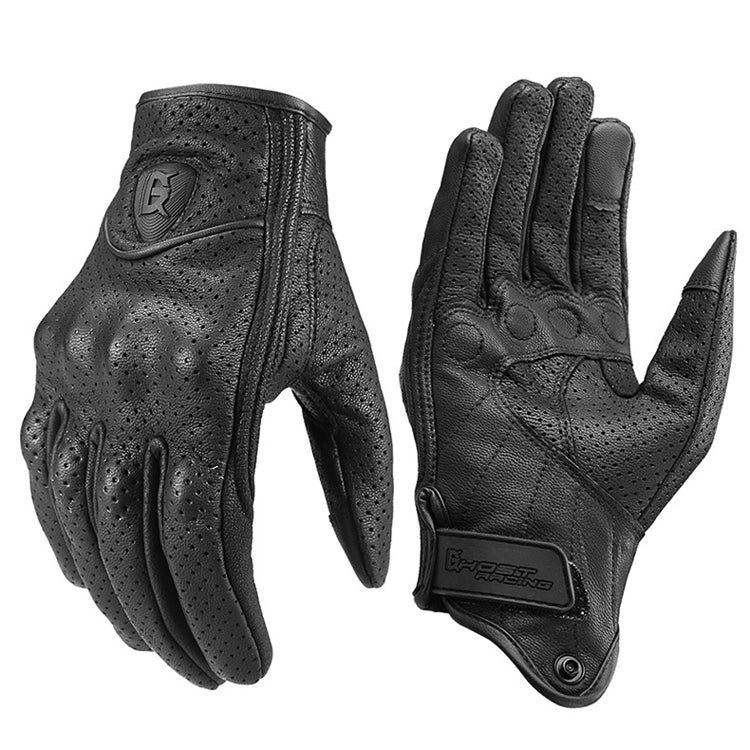 Skorter | GHOST RACING GR-ST06 Breathable Touch Screen Motorcycle Riding Leather Gloves Anti-Fall Locomotive Gloves, Size: L(Black)