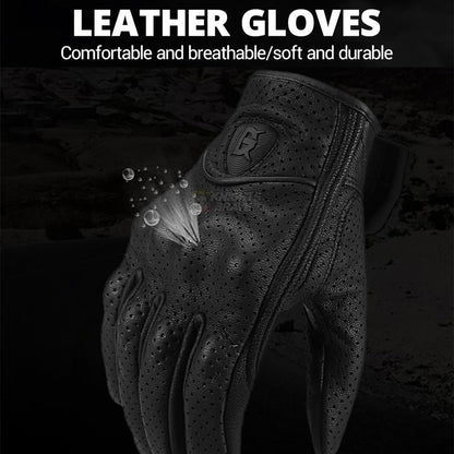 Skorter | GHOST RACING GR-ST06 Breathable Touch Screen Motorcycle Riding Leather Gloves Anti-Fall Locomotive Gloves, Size: L(Black)