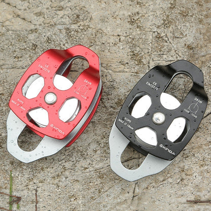 Skorter | XINDA XD-8613 Outdoor Rock Climbing Jungle Rope Overhead Crossing Side Plate Double Pulley(Red)