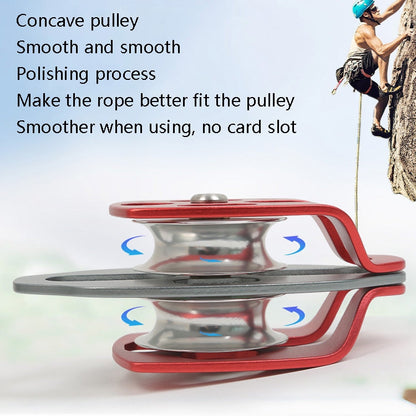 Skorter | XINDA XD-8613 Outdoor Rock Climbing Jungle Rope Overhead Crossing Side Plate Double Pulley(Red)