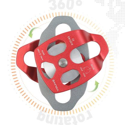 Skorter | XINDA XD-8613 Outdoor Rock Climbing Jungle Rope Overhead Crossing Side Plate Double Pulley(Red)