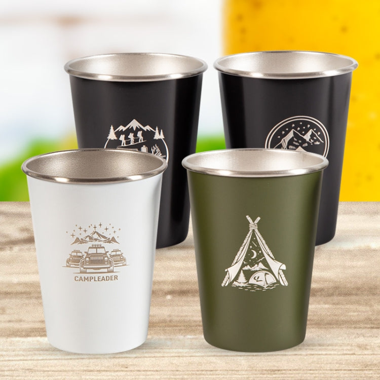 Skorter | 4 PCS / Set Outdoor Picnic Stainless Steel Cup With Storage Bag+Silicone Holder (Black)