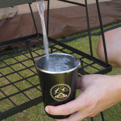 Skorter | 4 PCS / Set Outdoor Picnic Stainless Steel Cup With Storage Bag+Silicone Holder (Black)