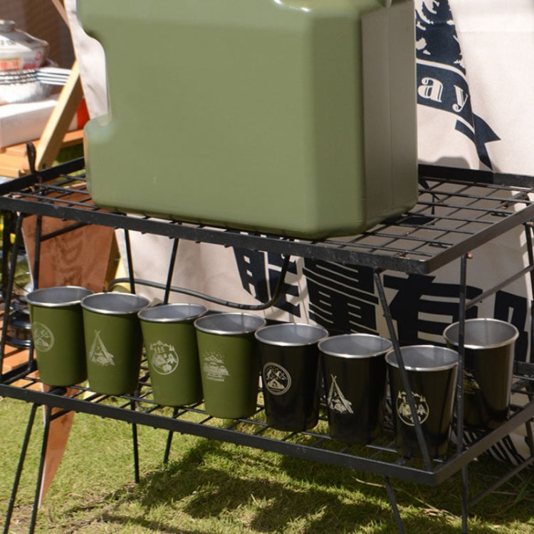 Skorter | 4 PCS / Set Outdoor Picnic Stainless Steel Cup With Storage Bag+Silicone Holder (Black)