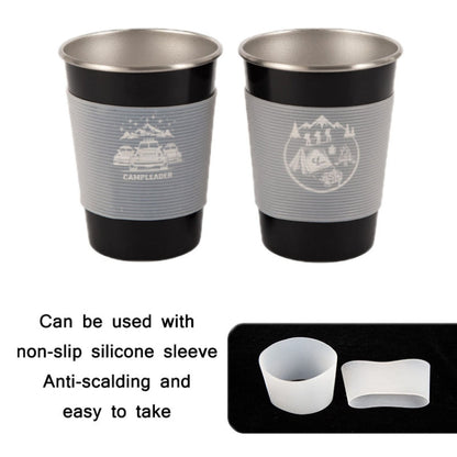 Skorter | 4 PCS / Set Outdoor Picnic Stainless Steel Cup With Storage Bag+Silicone Holder (Dark Blue)