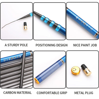 Skorter | Carbon Short Section Fishing Rod Short Section Positioning Handle Rod, Length: 4.5m(Blue)