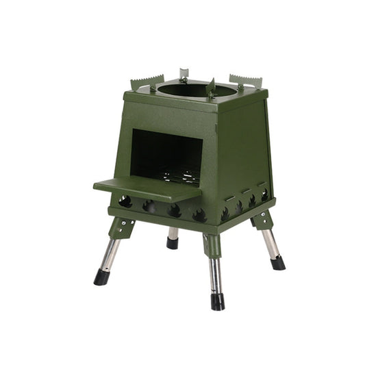 Skorter | Outdoor Camping Folding Portable Barbecue Wood Stove, Size: Small (Green)