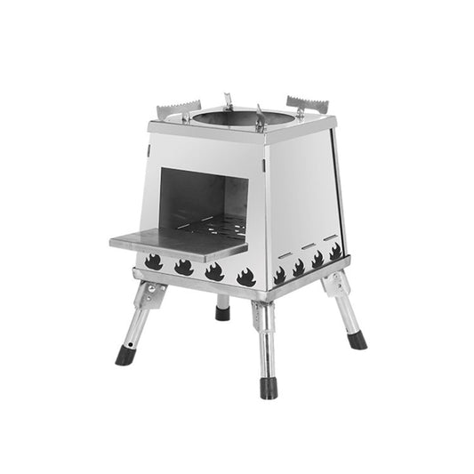 Skorter | Outdoor Camping Folding Portable Barbecue Wood Stove, Size: Small (Stainless Steel)