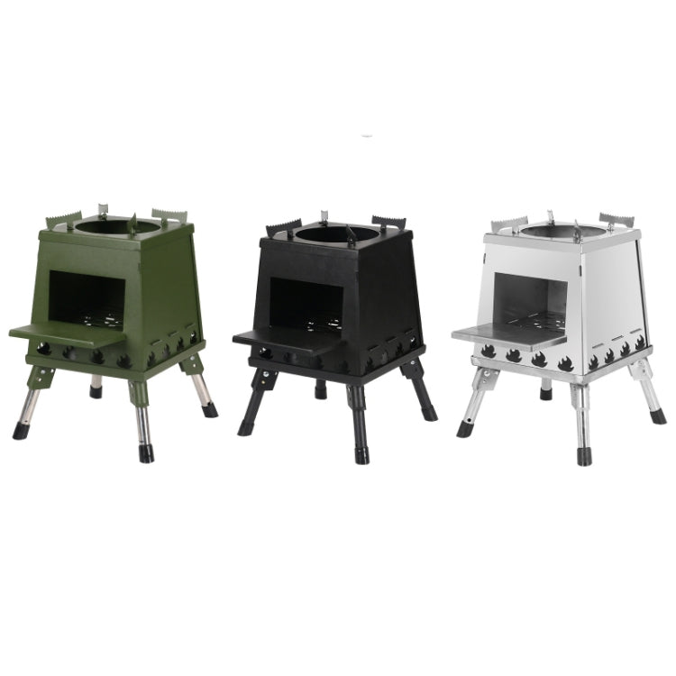 Skorter | Outdoor Camping Folding Portable Barbecue Wood Stove, Size: Small (Stainless Steel)