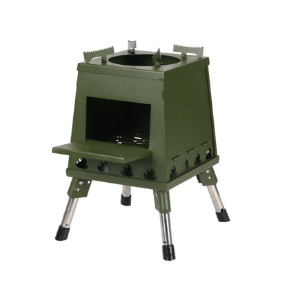 Skorter | Outdoor Camping Folding Portable Barbecue Wood Stove, Size: Large (Green)