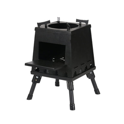 Skorter | Outdoor Camping Folding Portable Barbecue Wood Stove, Size: Large (Black)