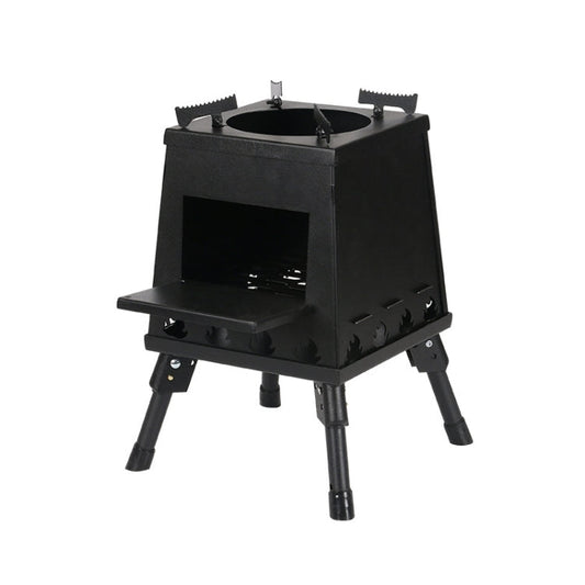 Skorter | Outdoor Camping Folding Portable Barbecue Wood Stove, Size: Large (Black)