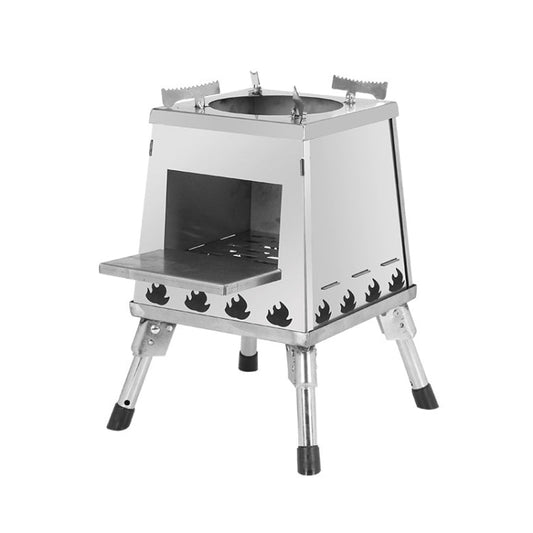 Skorter | Outdoor Camping Folding Portable Barbecue Wood Stove, Size: Large (Stainless Steel)
