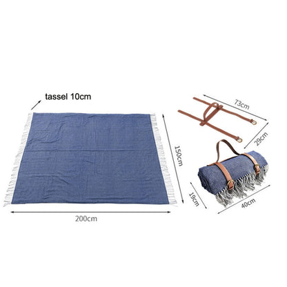 Skorter | FWP Waterproof Thick Tassel Picnic Mat, Size: 200x150cm(Navy Blue)