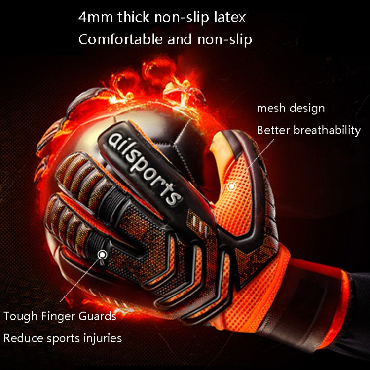 Skorter | Ailsports ST5511 1 Pair Goalkeeper Thick Latex Fingers Protection Gloves, Size: 10(Fluorescent Green)