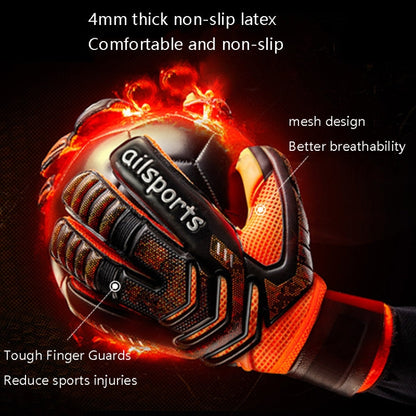 Skorter | Ailsports ST5511 1 Pair Goalkeeper Thicken Latex Fingers Protection Gloves, Size: 11(Red)
