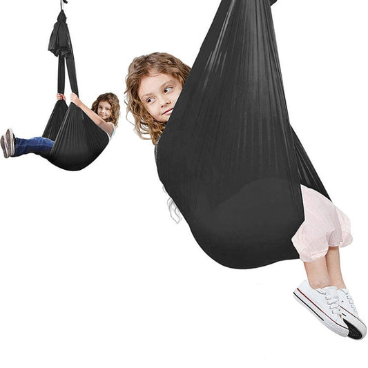 Skorter | Kids Elastic Hammock Indoor Outdoor Swing, Size: 1x2.8m (Black)