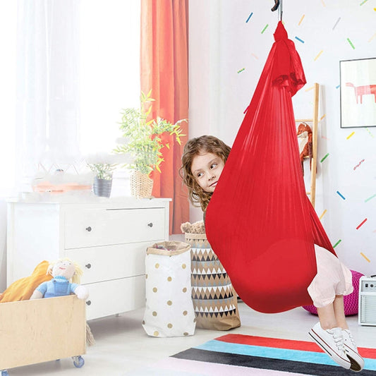 Skorter | Kids Elastic Hammock Indoor Outdoor Swing, Size: 1.5x2.8m (Red)