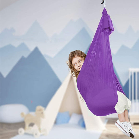 Skorter | Kids Elastic Hammock Indoor Outdoor Swing, Size: 1.5x2.8m (Purple)
