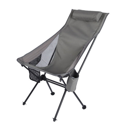 Skorter | Outdoor Camping Aluminum Alloy Portable Folding Beach Chair, Colour: With Pocket (Dark Gray)