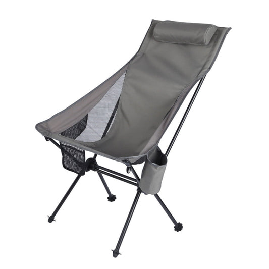 Skorter | Outdoor Camping Aluminum Alloy Portable Folding Beach Chair, Colour: With Pocket (Dark Gray)