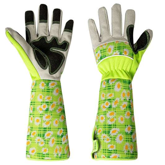 Skorter | Gardening Stab Resistant Print Sleeve Wrist Extended Gloves(Green)