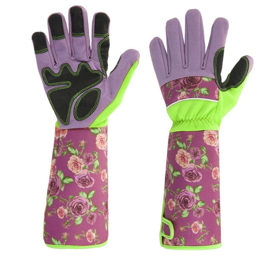 Skorter | Gardening Stab Resistant Print Sleeve Wrist Extended Gloves(Pink)